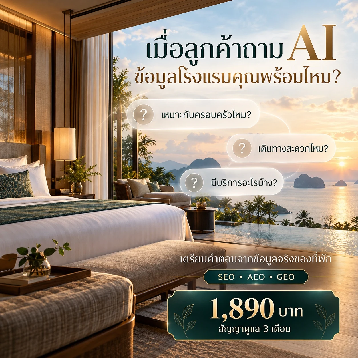 ภาพแนวคิดคำถามที่นักเดินทางอยากรู้เกี่ยวกับโรงแรม